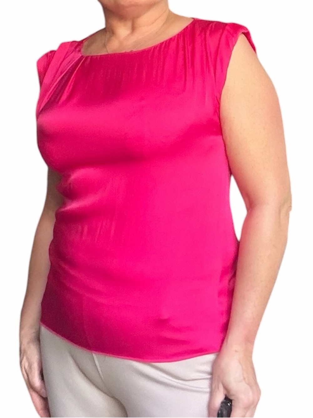 Alice + Olivia Hot Pink Cap-Sleeve Blouse